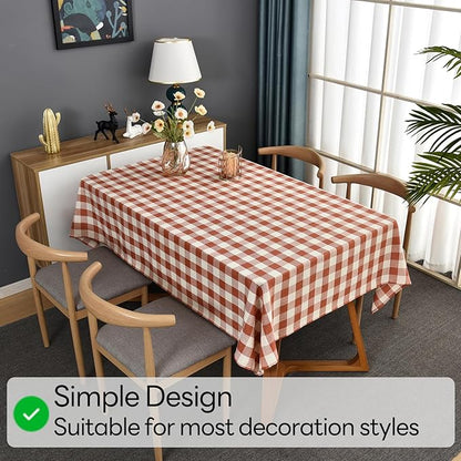 Gingham Table Cloth for Rectangle Tables Orange Checkered Plaid Tablecloth Heavy Duty Cotton Blend Washable & Wrinkle Table Cover for Outdoor Kitchen Dining Picnic Camping (52x86 Inch)
