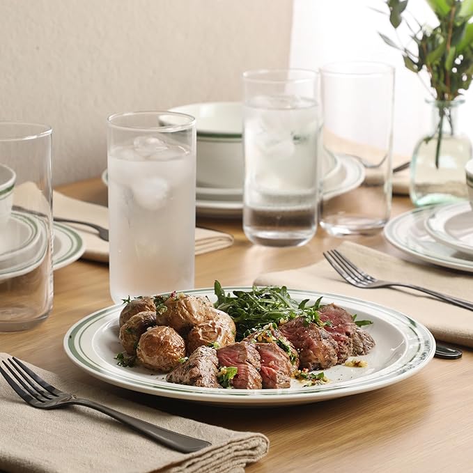 Gibson Home Hometown Diner 12-Piece Porcelain Dinnerware Set, Round Plates and - Image 3