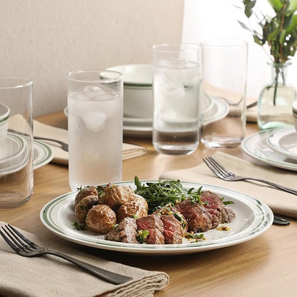 Gibson Home Hometown Diner 12-Piece Porcelain Dinnerware Set, Round Plates and - Image 3