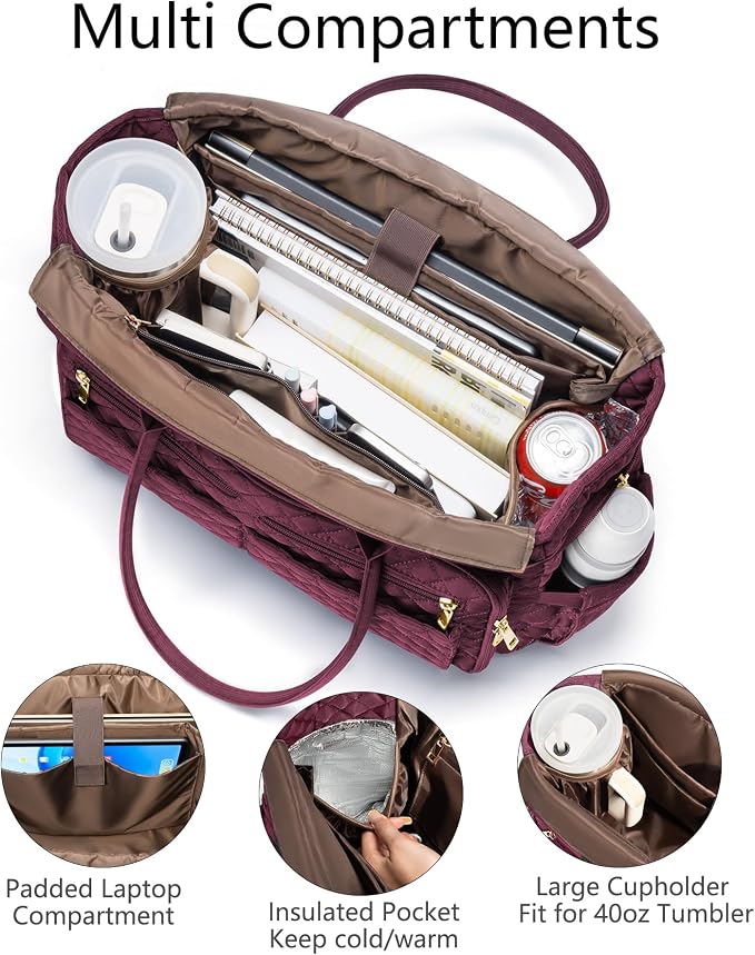Bagstellar Teacher Tote Bag for Women, 15.6" Laptop Work Tote Computer Bag | - Image 3