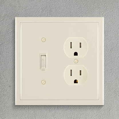 Henne Bery Modern Edge Decorative Wall Plate Switch Plate Outlet Cover, Durable Solid Zinc Alloy (Toggle/Duplex, Light Almond)