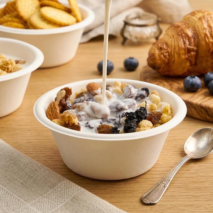 JINVOGREEN 200 Count 8 oz Paper Bowls, Small Disposable Compostable Bowls - Image 4