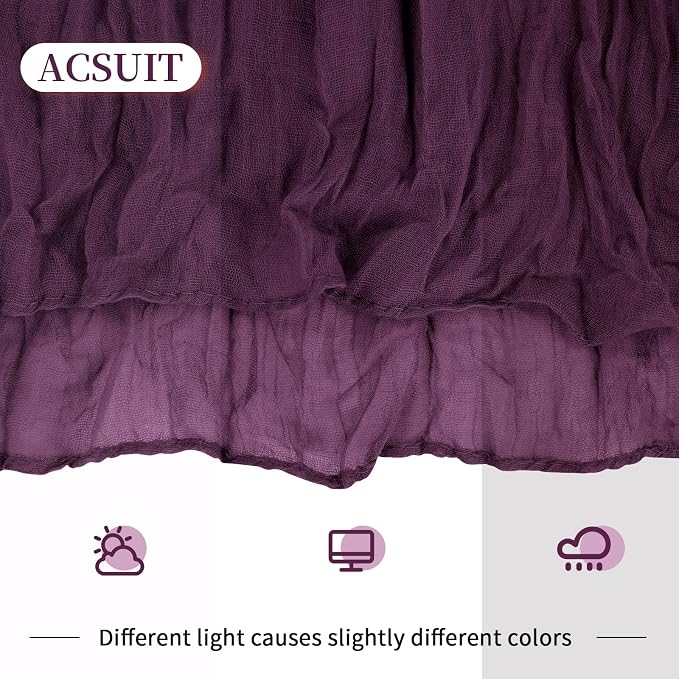 8 Pack Dark Purple Cheesecloth Table Runner 20 x 120 inch Gauze Table Runners - Image 3