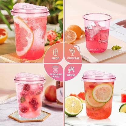 KesaPlan 50 Pack 16 oz Pink Round Bottom Plastic Party Cups - Image 7