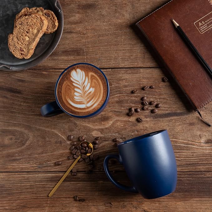 AmorArc 16 oz Coffee Mugs Set of 6, Large Ceramic Coffee Cups-Matte Blue | - Image 5