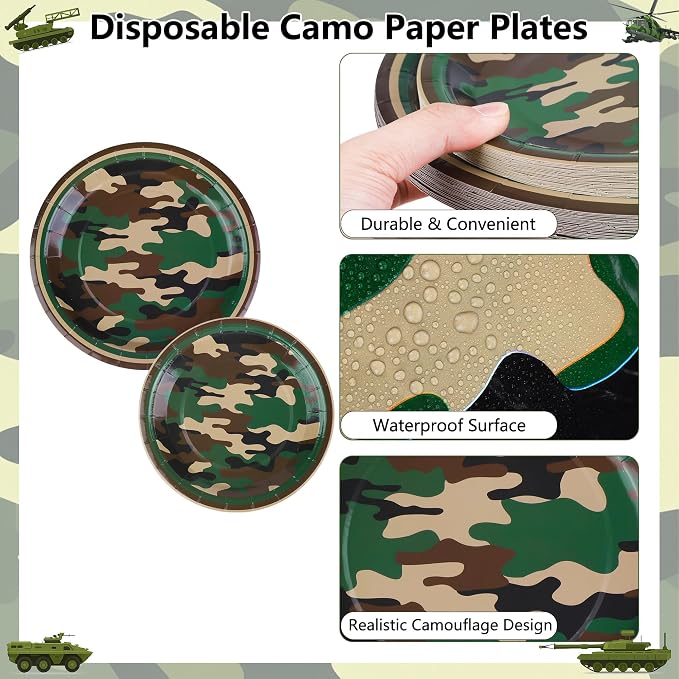 Kochorie 96 Pieces Camouflage Themed Party Supplies Disposable Camo Tableware - Image 3