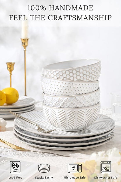 FOBENTA 18 Piece Embossed Dinnerware Sets - Image 3
