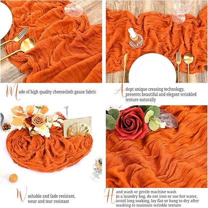 15 Pack Orange Fall Table Runner 17 x 108inch Cheesecloth Table Runner Boho - Image 4
