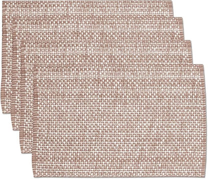 Sweet Home Collection 100% Cotton Placemats for Dining Room Rectangle Two Tone Woven Fabric 13" x 19" Soft Durable Table Mat Set, Set of 6, Taupe