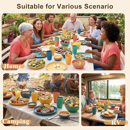 Wheat Straw Dinnerware Sets 40 Piece, Kitchen Plates and Bowls Set, Unbreakable - Image 7