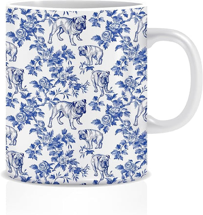 Chinoiserie Pug Mug, Pug Gifts for Women Men，Floral Botanical Dog Coffee Cups by Unknown
