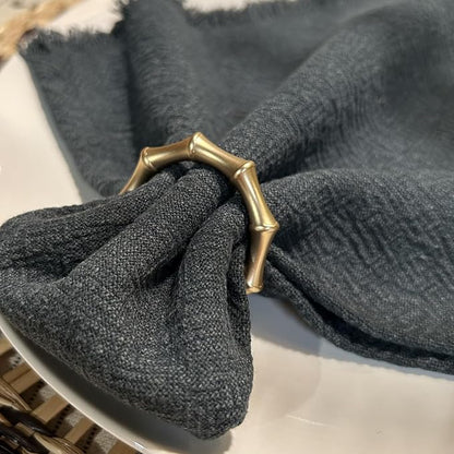 Matte Gold Napkin Rings，Bamboo Napkin Ring Set of 12 - Image 2