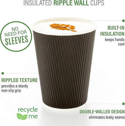 Restaurantware 8 Ounce Double Wall Disposable Coffee Cups, 500 Insulated Black - Image 4