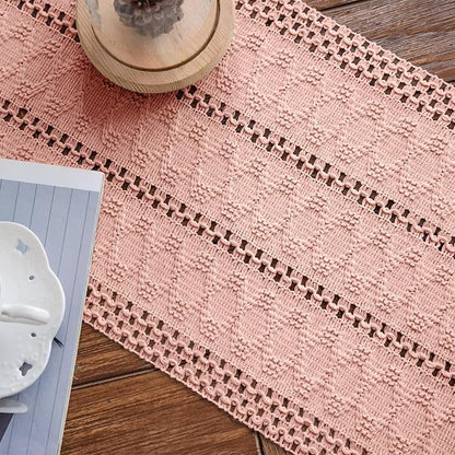Macrame Table Runner Pure Pink Boho Table Runners - Image 7