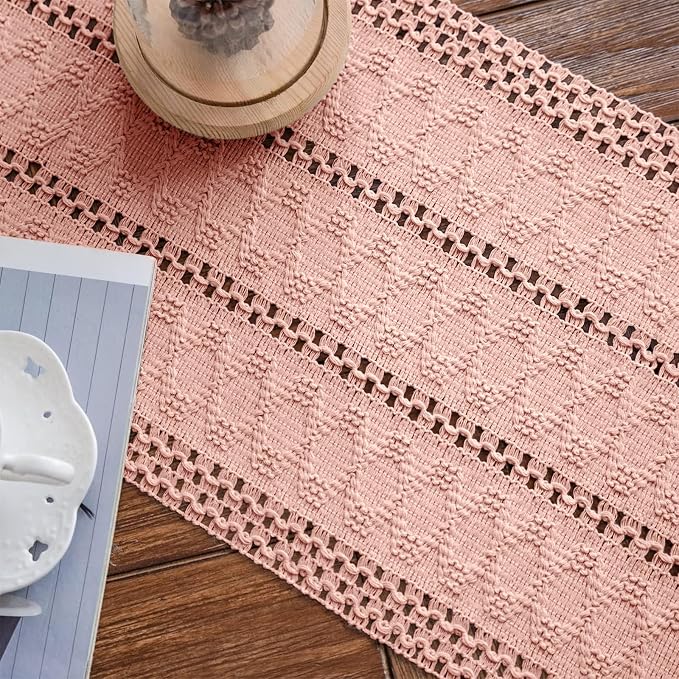Macrame Table Runner Pure Pink Boho Table Runners - Image 7
