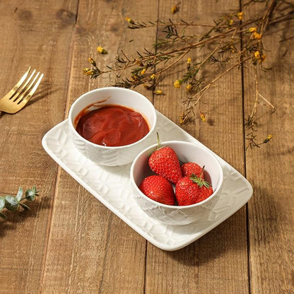 Sureasy Mini Ceramic Dipping Bowls – 4 oz, 3.5 Inch Small Bowls for Sauces & Side Dishes, Microwave & Dishwasher Safe, Set of 4, White