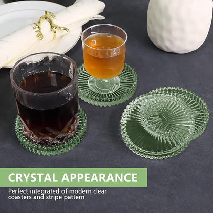 VIBRATITE 4 Inch Glass Coasters Set of 4, Crystal-Like Appearance - Image 4