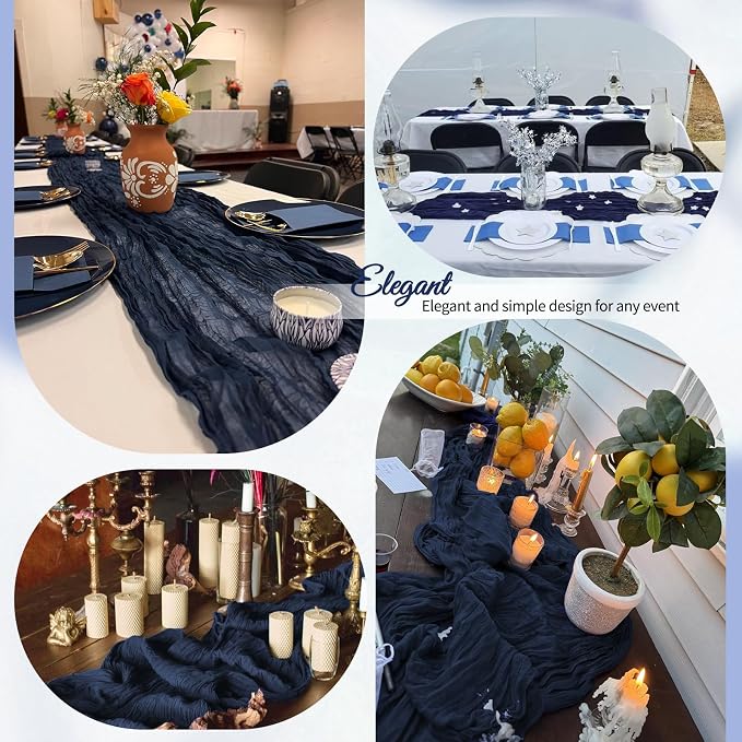 12 Pack Navy Blue Cheesecloth Table Runner 10Ft, Gauze Table Runners 21.5 x 120 - Image 4