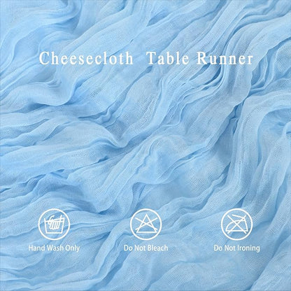 8 Pack LightBlue Cheesecloth Table Runner 17x108 inch Boho Gauze Cheese Cloth - Image 4
