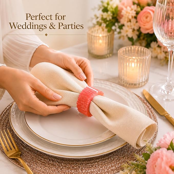 Pink Resin Napkin Rings, smooth moisture-resistant finish, 2.25x2.25x1 in. - Image 5