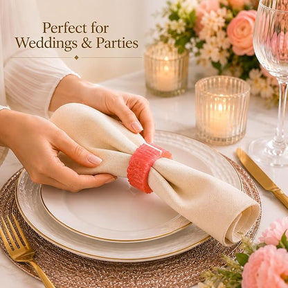 Pink Resin Napkin Rings, smooth moisture-resistant finish, 2.25x2.25x1 in. - Image 5