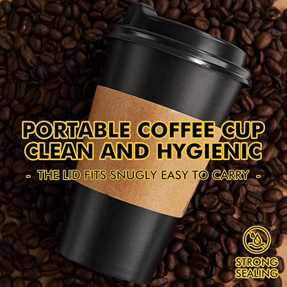 RACETOP 16 oz 50 Pack Black Disposable Coffee Cups - Image 3