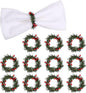 Christmas Napkin Rings Set of 12, Pine Needles Wreath by wonlex