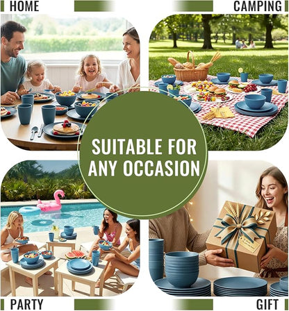 40-Piece Wheat Straw Dinnerware Sets, Unbreakable Dishes Set - Image 8