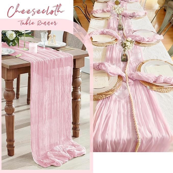 6 Pack Light Pink Cheesecloth Table Runner, 17 x 108 Inch, Gauze Cheese Cloth - Image 7