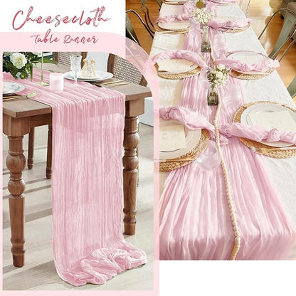 6 Pack Light Pink Cheesecloth Table Runner, 17 x 108 Inch, Gauze Cheese Cloth - Image 7