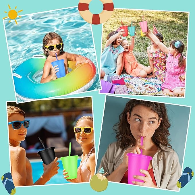 24 Pcs Plastic Tumblers with Lids and Straws, Reusable Cups with Lids Plastic - Image 7
