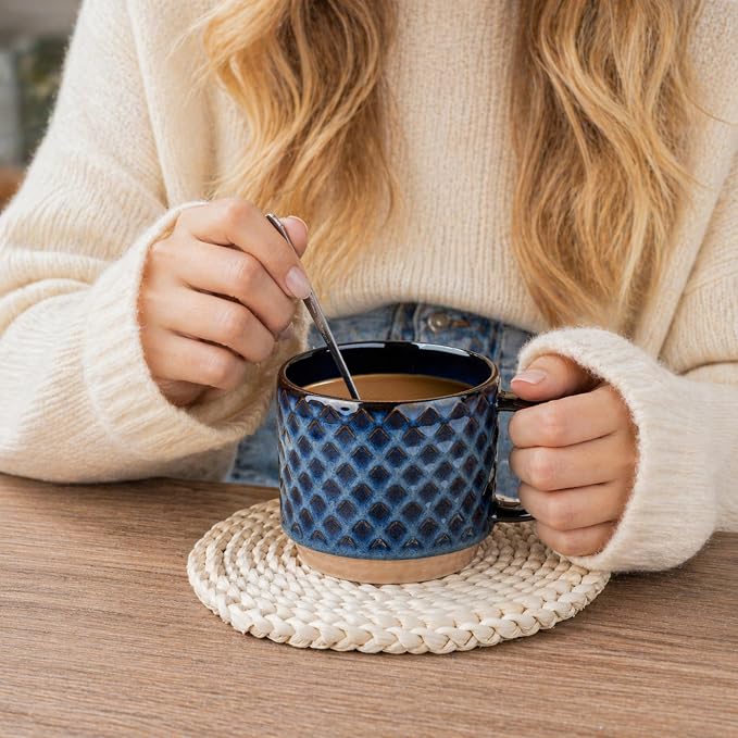 GBhome 12 OZ Stackable Coffee Mugs Set of 6, Ceramic Coffee Cups Set | 3 - Image 5