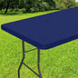 Smiry Rectangle Tablecloth, Elastic Fitted Flannel Backed Vinyl Tablecloths for 5ft Folding Tables, Waterproof Wipeable Table Covers for Indoor, Outdoor, Picnic and Camping (Navy, 30"x60")