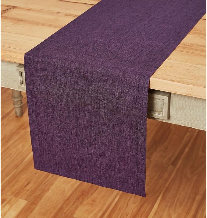 Solino Home 100% Pure Linen Dining Table Runner Grape, Athena 14 x 90 in | by SolinoHome