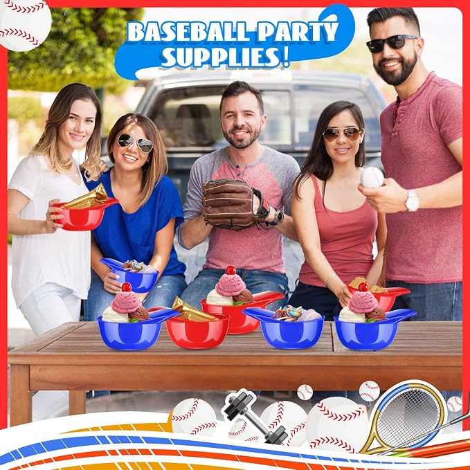 Ice Cream Dessert Baseball Cap Bowls Baseball Helmet Snack Bowl 8 oz Mini Party - Image 3