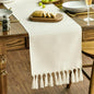 Artoid Mode Beige Tassel Table Runner, Boho Linen Blend Rustic Farmhouse Style by ArtoidMode