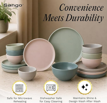 Sango 16-Piece Stoneware Dinnerware Set - Image 4
