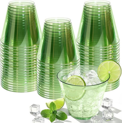 Glowserve 9 OZ Green Disposable Plastic Cups Cocktail Cup 50 Pack | Fancy by glowserve