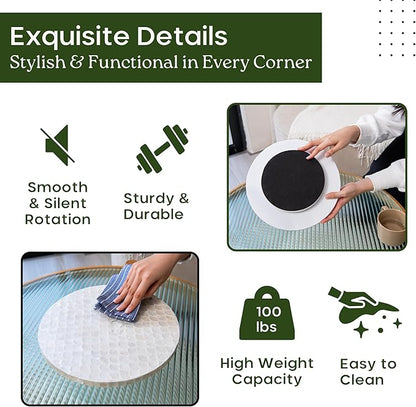 12 Inch Capiz Lazy Susan, Decorative Lazy Susan Turntable Centerpiece for Dining Table, Kitchen Counter, Round Mother of Pearl Capiz Shell Spinning Tray for Countertop & Tabletop (White)