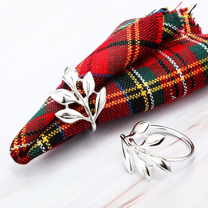WILLBOND Leaf Napkin Rings Holders Fall Party Napkin Rings - Image 4