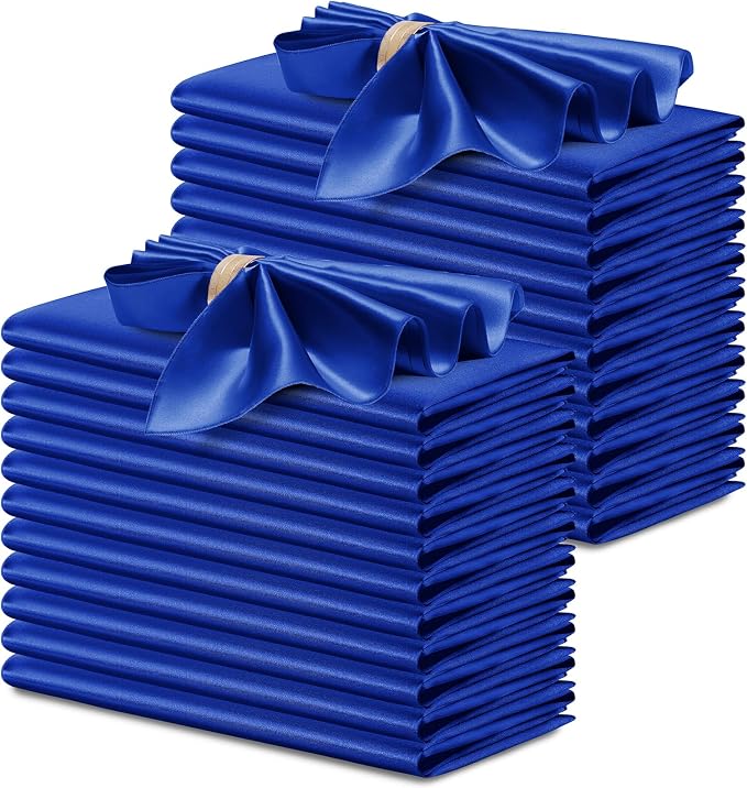 P Pothuiny 24 Pcs Royal Blue Satin Napkins 17 x 17 in, Satin Cloth Napkins | by P+Pothuiny