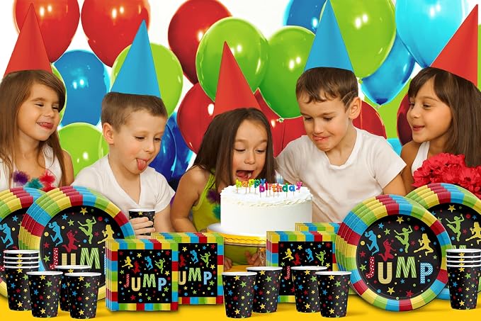 Jump! Bounce House Trampoline Party Supplies Set Plates Napkins Cups Tableware - Image 7