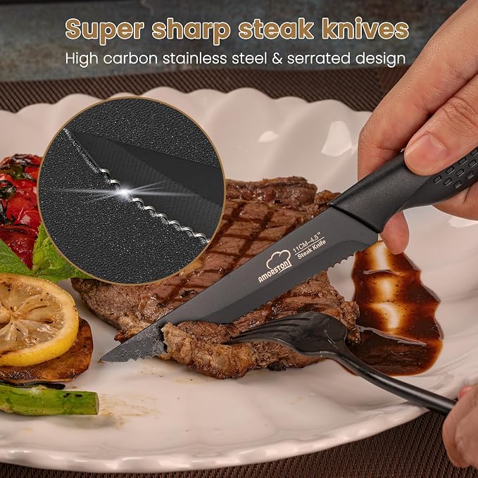 Steak Knives, Steak Knives Set of 8, Stainless Steel Steak Knife Set, Serrated - Image 2