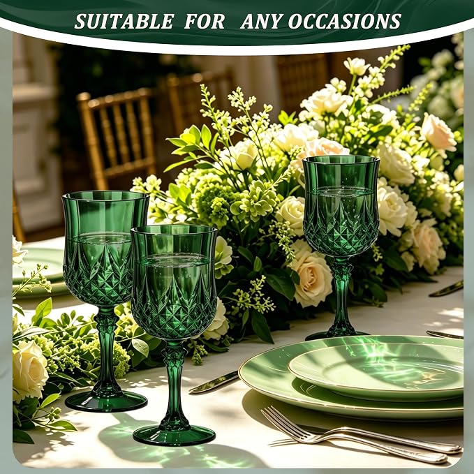 7OZ Plastic Wine Glasses, Reusable Vintage Goblets Unbreakable Drinking Glasses - Image 3