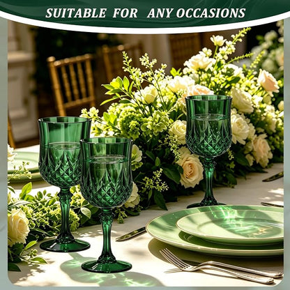 7OZ Plastic Wine Glasses, Reusable Vintage Goblets Unbreakable Drinking Glasses - Image 3