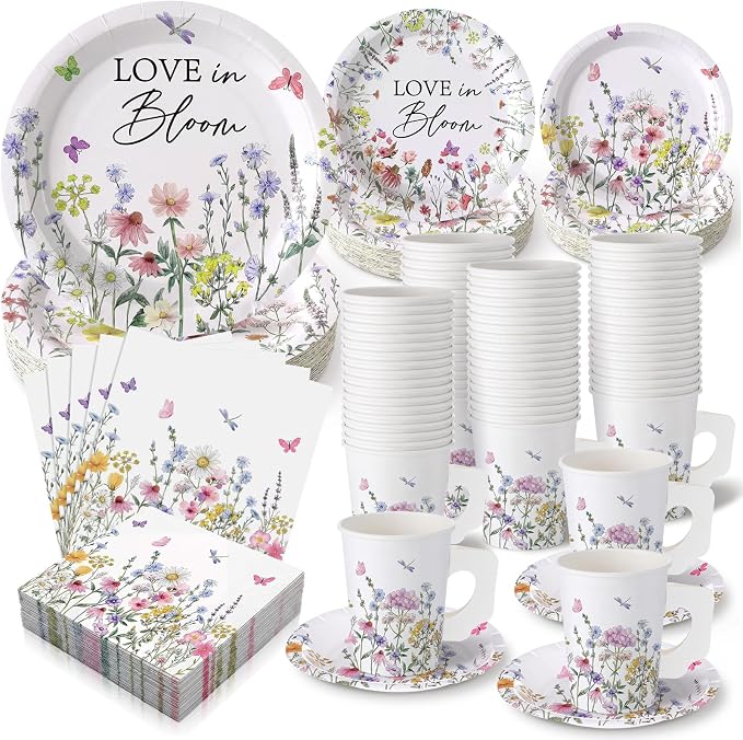 Pickmesh 252 Pcs Love in Bloom Tea Party Supplies by Pickmesh