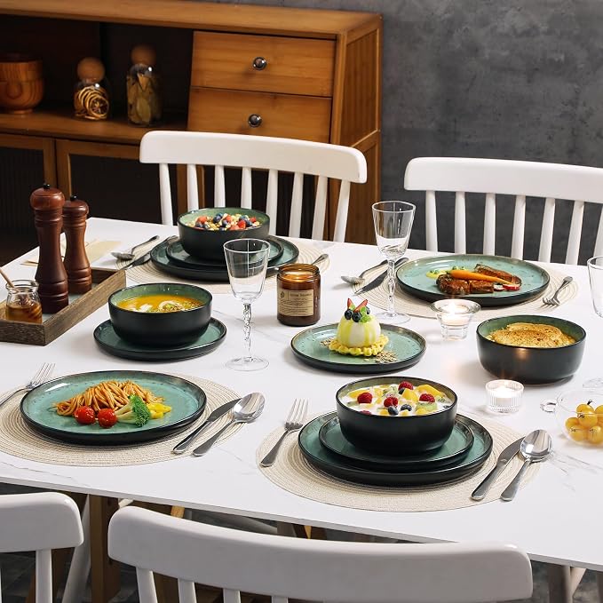 vancasso Plates and Bowls Sets, 24 Pieces Stoneware Dinnerware Sets - Image 8