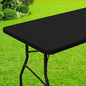 Smiry Rectangle Picnic Table Cloth, Waterproof Elastic Fitted Tablecloths for 8 Foot Tables, Washable Polyester Table Cover for Camping, Indoor and Outdoor (Black, 36"x96")