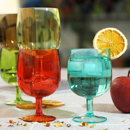 Colored Plastic Wine Glasses Set of 8, Acrylic Short Stem Goblets | 8.5 oz - Image 3