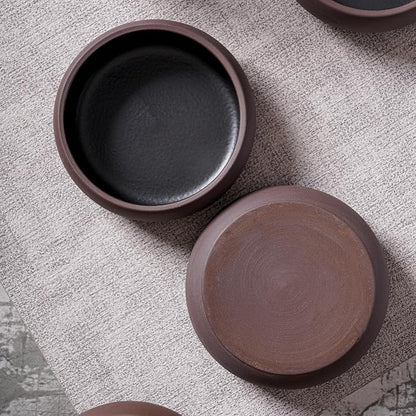Uaral Small Bowls 8 Ounces Dipping Bowl Color Clay Flat Base Bowl Set, Two-Tone - Image 4